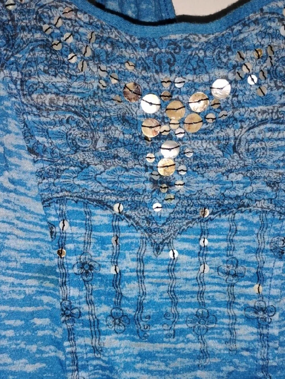 Free People Blue Printed Sequin Tank Dress
